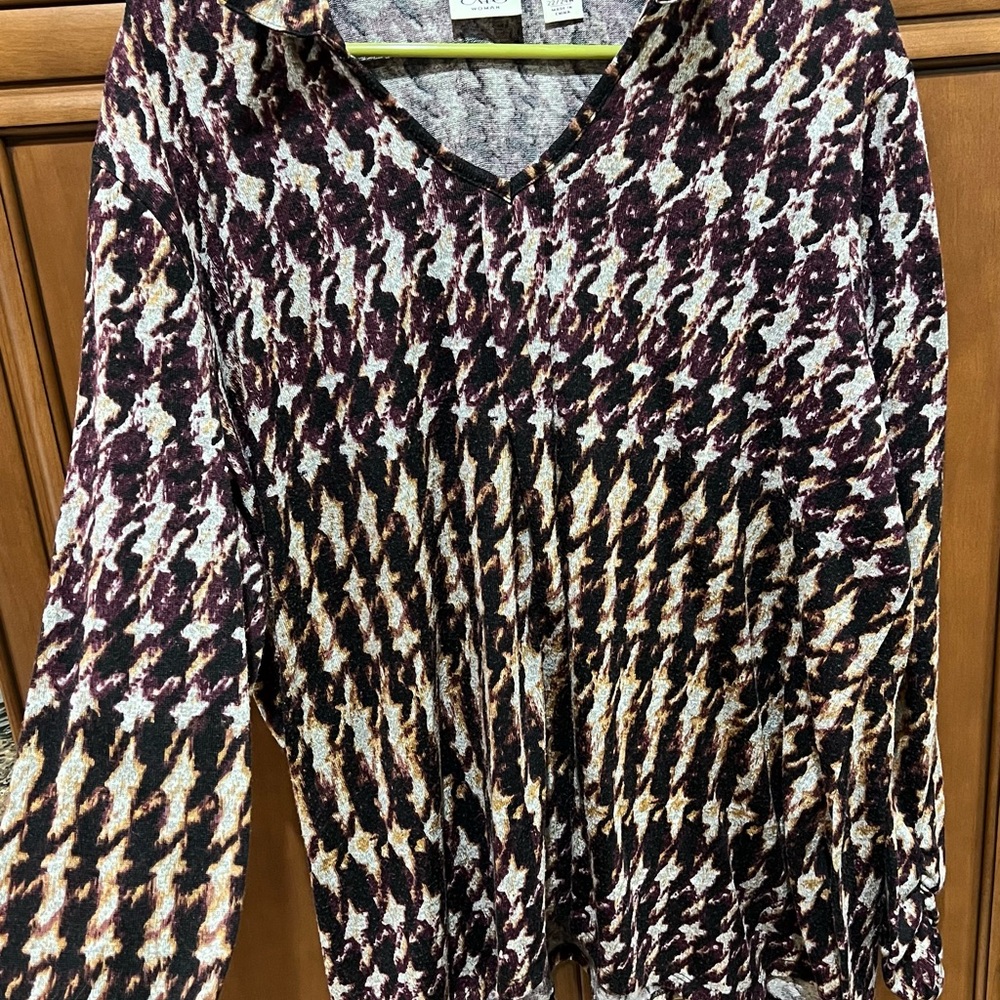 Chic Multicolor Houndstooth Blouse